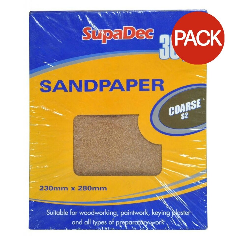 SupaDec General Purpose Sandpaper - Coarse (Pack Of 30) - Beige - One Size