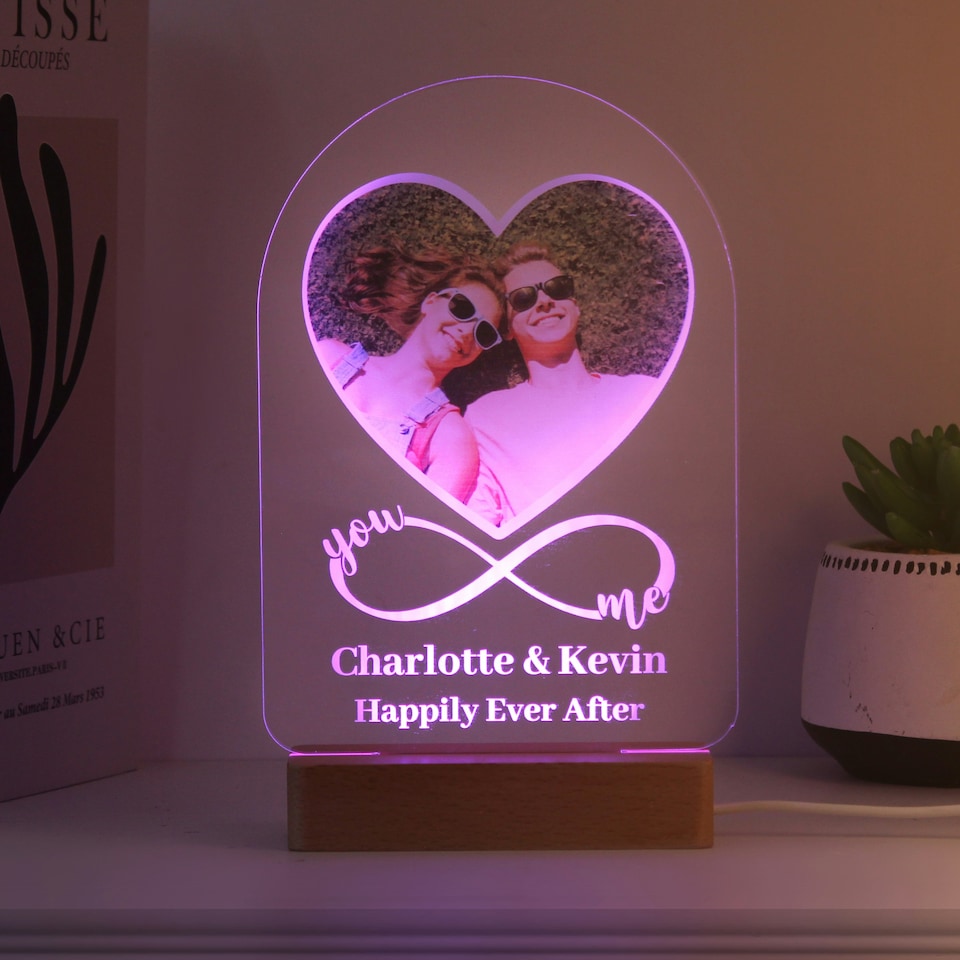 image 1 of Personalised Heart Photo Upload LED Light
