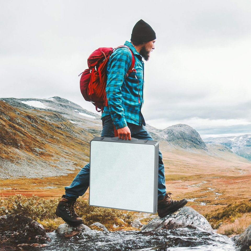 image 1 of Outsunny 4FT Garden Outdoor Camping Table Portable Folding Picnic Table Aluminium Frame with Adjustable Height 120L x 60W x 70H cm