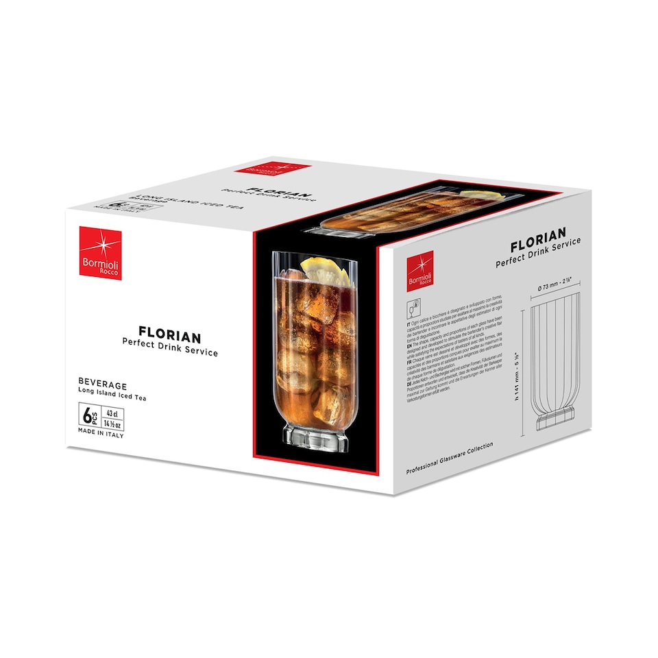 image 1 of Bormioli Rocco Florian Highball Glasses - 430ml - Clear - Pack of 6