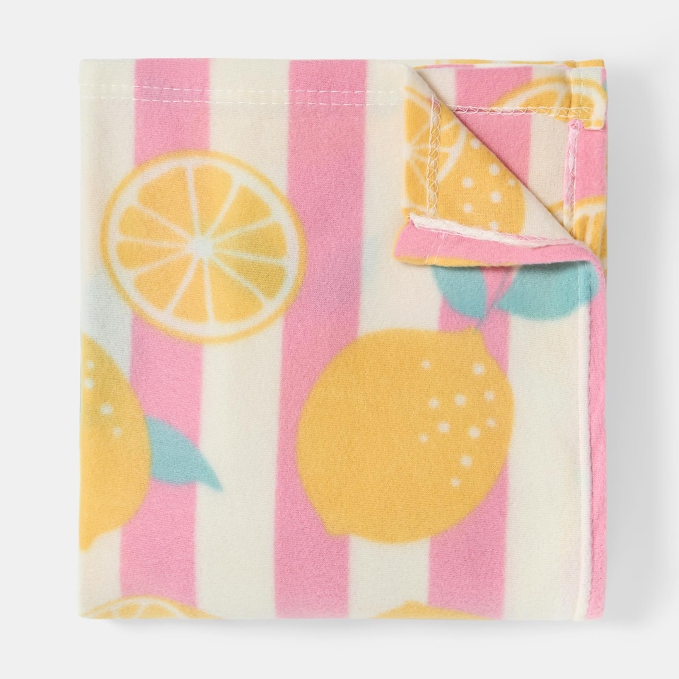 image 1 of OHS Lemon Stripes Polar Fleece Throw Blanket Lightweight Bedspread | Multi | Lemon