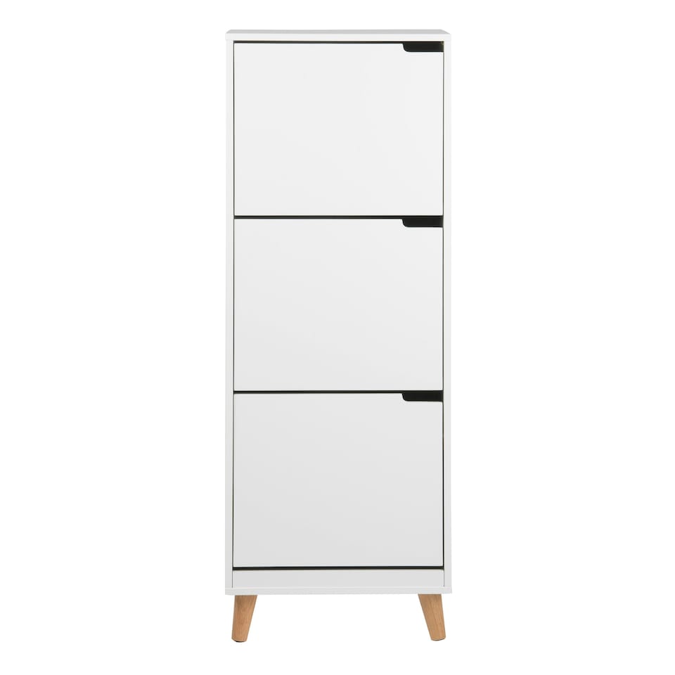 image 1 of Mitra Shoe Cabinet 3 Flip Down Doors in White