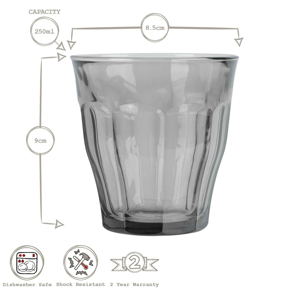 image 1 of Duralex 4pc Picardie Glass Tumbler Set - 250ml - Multicolour Multi
