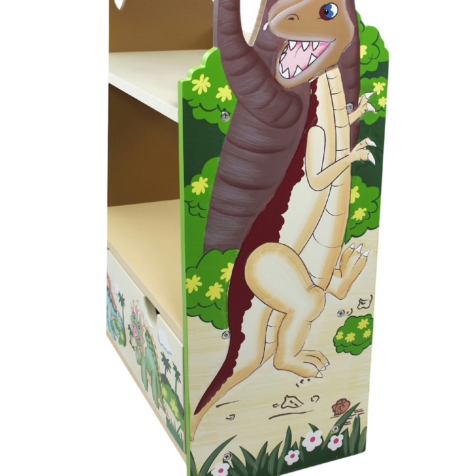 image 1 of Teamson Kids Dinosaur Kingdom Bookshelf Toy Furniture