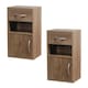 image 1 of 2-Pcs Wooden Bedside Cabinets with 1 Door & 1 Drawer | Brown | 1