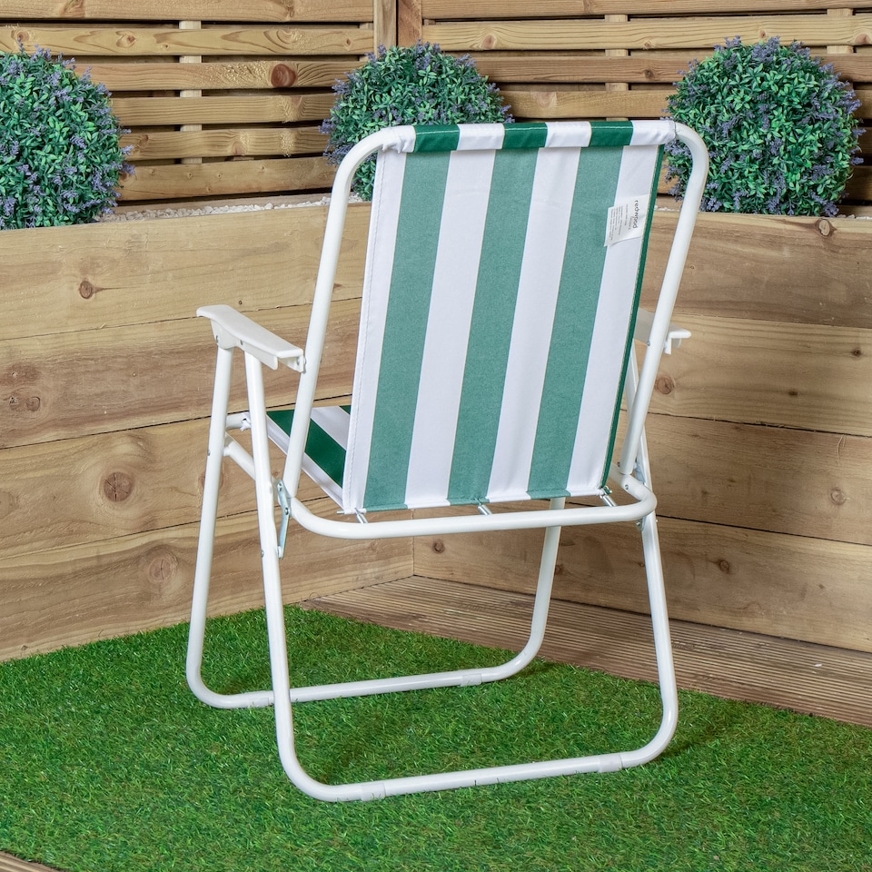 image 1 of 3 Pack of Folding Camping / Picnic Chair in Green and White Garden Patio | Green | Green