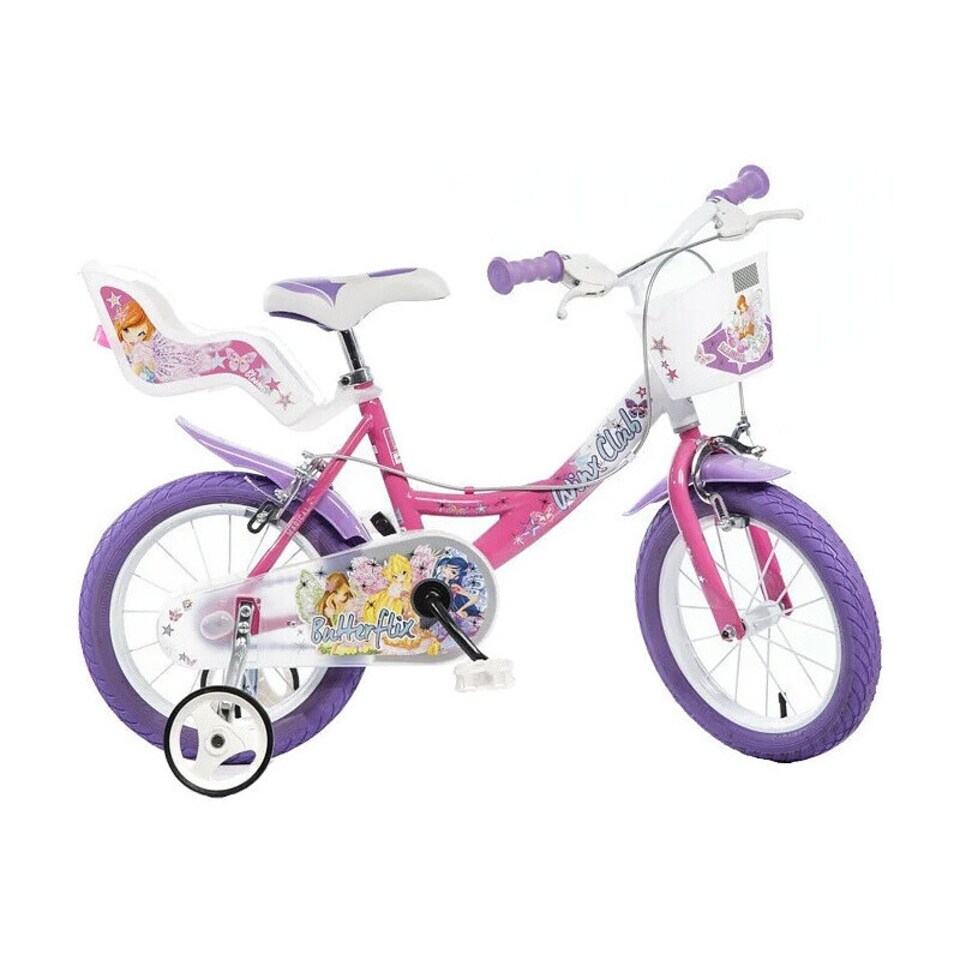 Dino Winx 12in Kids Bike - White/Pink