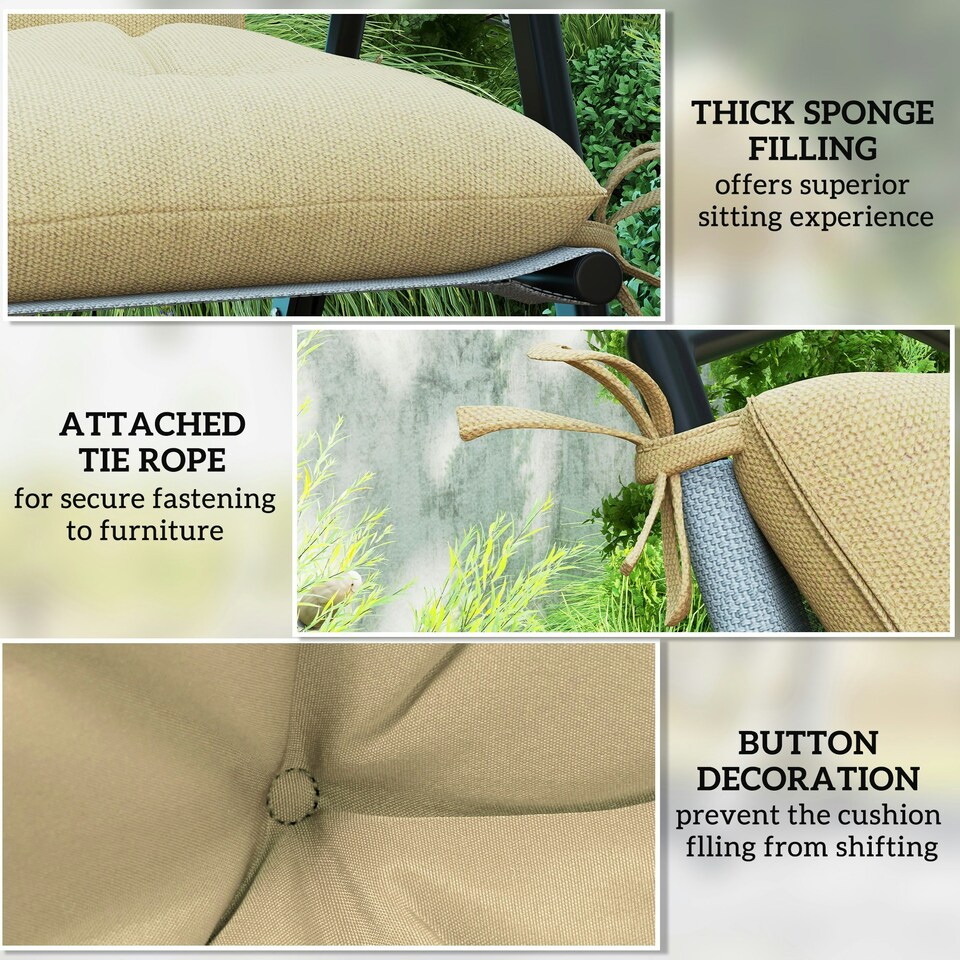 image 1 of Outsunny Set of 2 Garden Chair Cushions Seat Pad for Outdoor & Indoor Use 