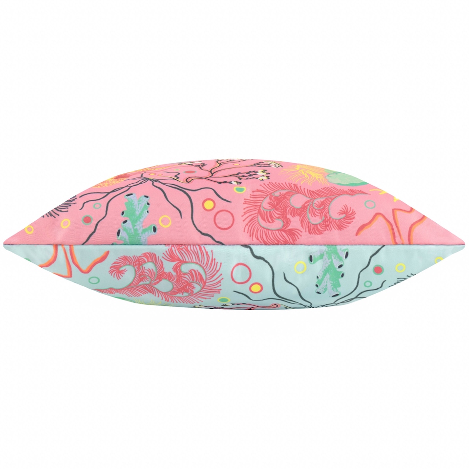 image 1 of Furn Reef Printed Reversible Pink Outdoor Cushion
