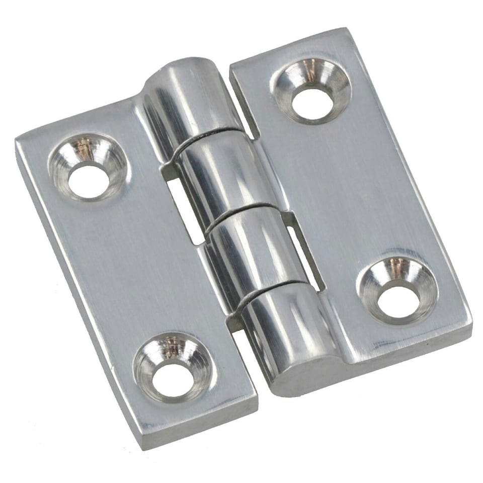 image 1 of Polished Door Butt Hinge 2 Pack Stainless Steel 38mm x 38mm 316 Marine Cabin Silver