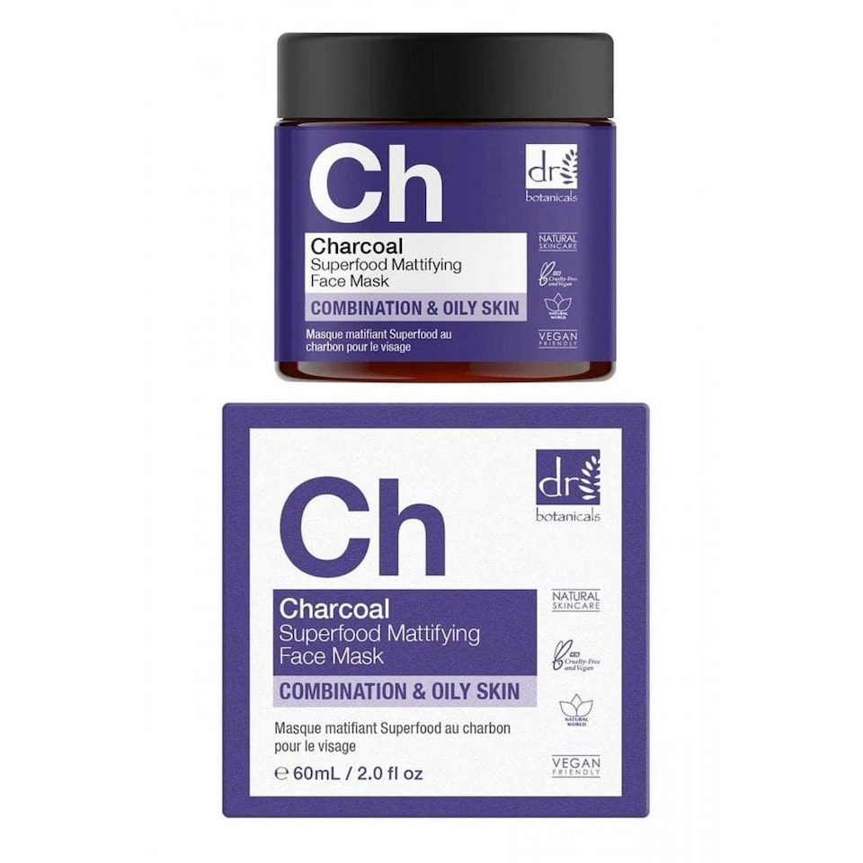 image 1 of Dr Botanicals Face Mask Mattifying Superfood for Skin 60ml Charcoal Ch