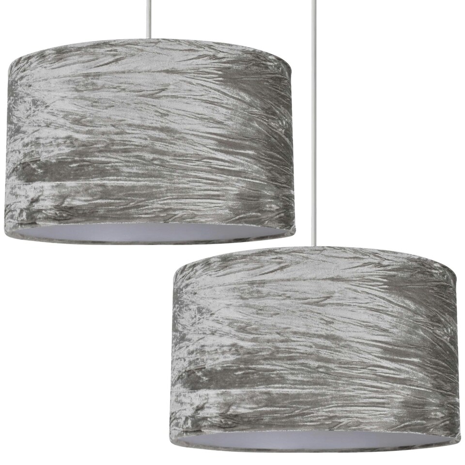image 1 of Set Of 2 Grey Crushed Velvet Easy Fit Light Shades Grey