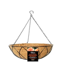 Pack of 2 Tom Chambers Black Lattice Metal Garden Hanging Basket with WaterSave Coco Fibre Liner 35cm - Without Bracket Black