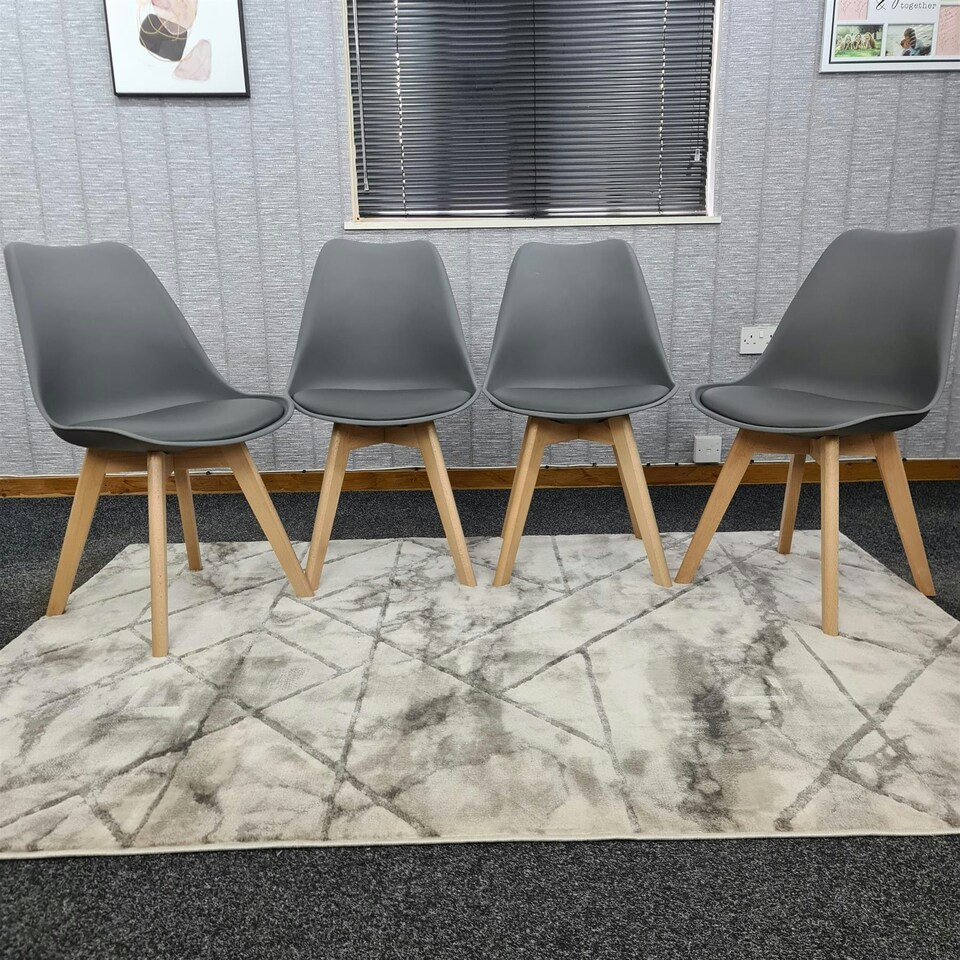 image 1 of Dining Chairs Set of 4 Grey Leather Kitchen Table Grey