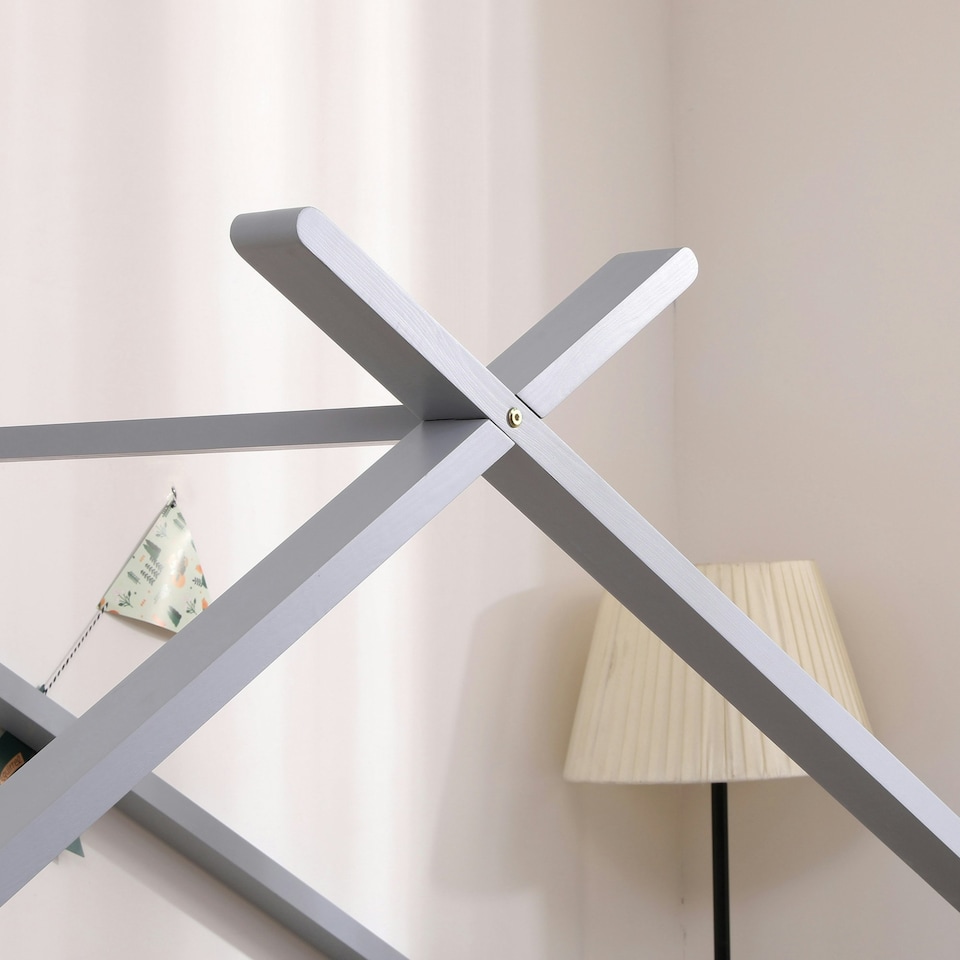 image 1 of Teddy Kids Childrens Grey Wooden House Treehouse Single Bed Frame (Single) | Grey | Grey | Single