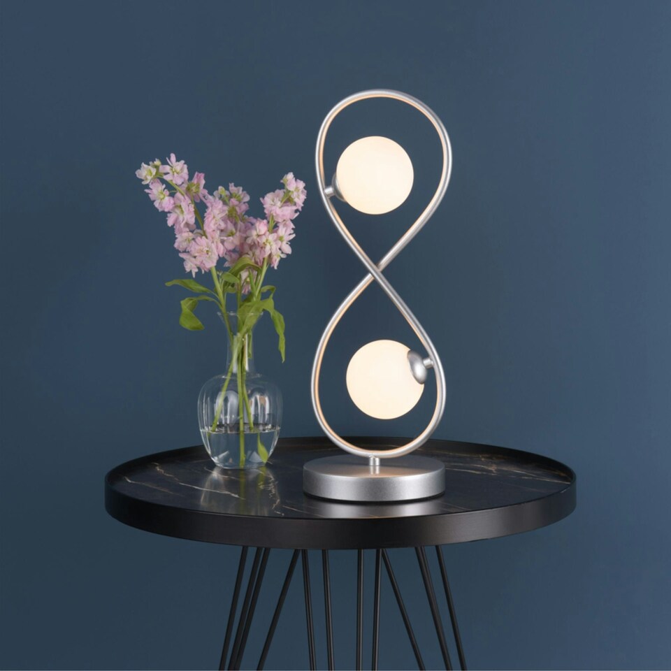 image 1 of Lena 2 Light Matte Silver Table Lamp Chrome