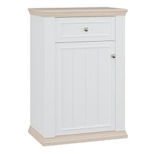 Pontypool Shoe Cabinet with Drawer in White and a Riva Oak
