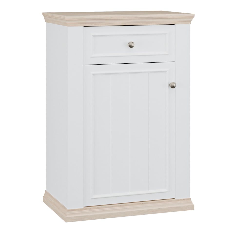 image 1 of Pontypool Shoe Cabinet with Drawer in White and a Riva Oak