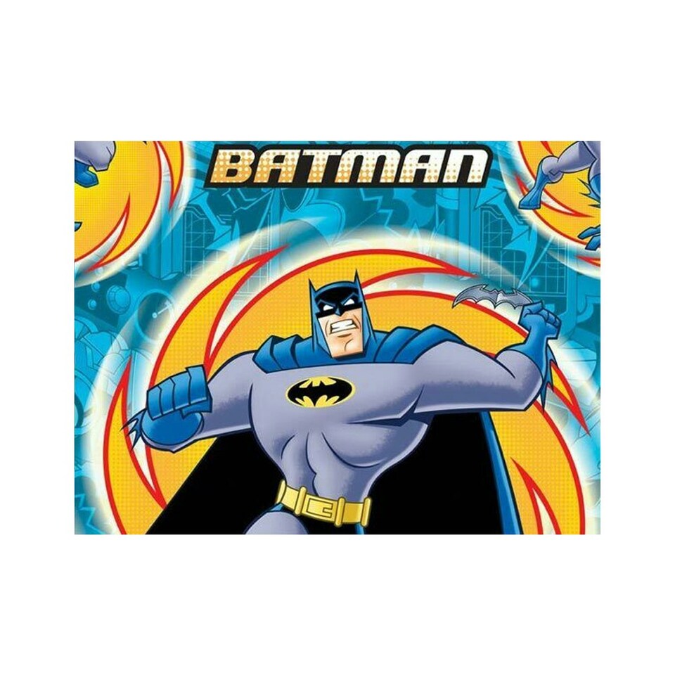 Batman Plastic Printed Tablecloth - Yellow/Blue - One Size
