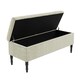 image 5 of 137cm Paris Plain Ottoman Storage Bench -Naples Shoes Bench with Black Turned Wooden Legs - Cream Upholstery Storage Footstool