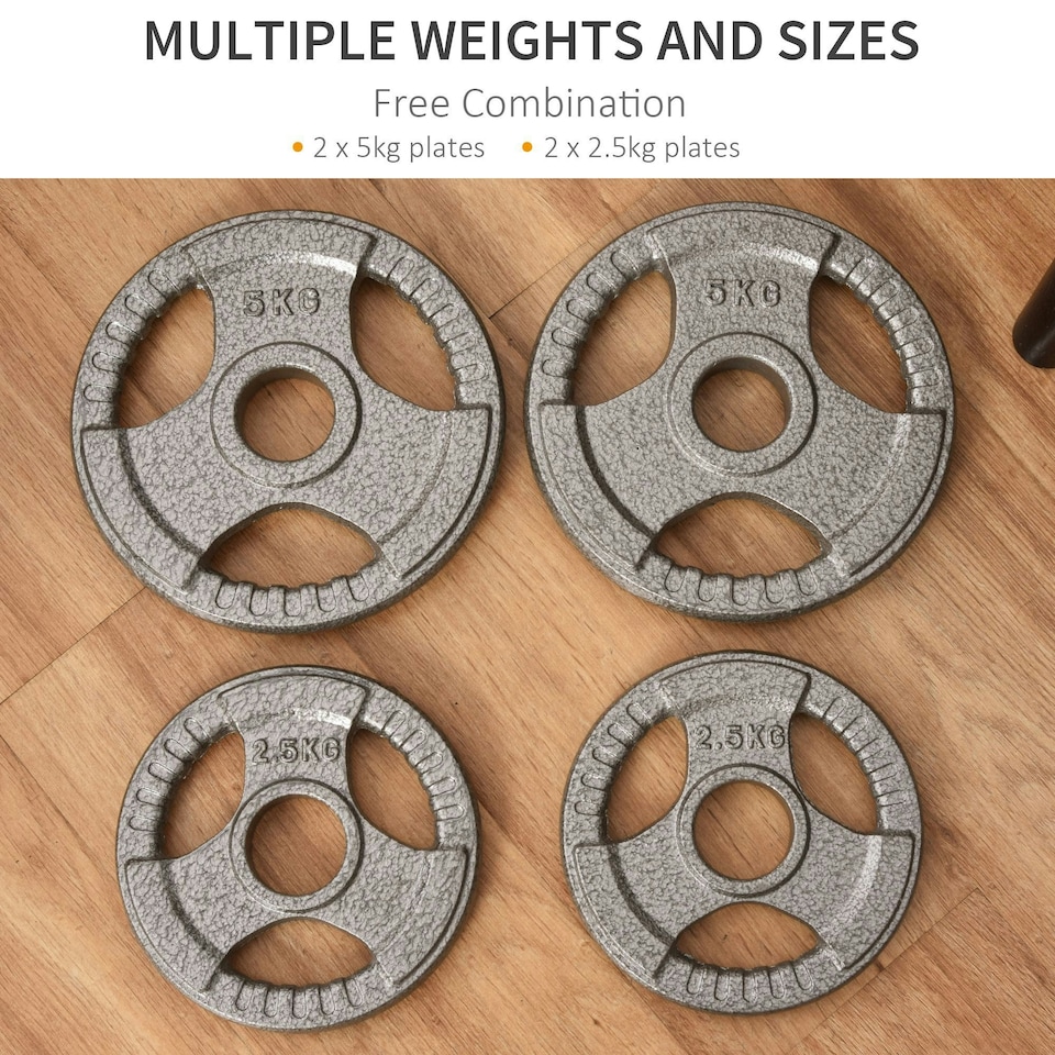 image 1 of HOMCOM 2" Olympic Weight Plates Sets w/ 2 x 5kg, 2 x 2.5kg for StrengthTraining