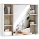 image 1 of HOMCOM Bathroom Mirror Cabinet, Wall Mounted Storage Cabinet with Open Cupboard and Adjustable Shelf, White