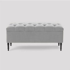 137cm Swiss Chesterfield Ottoman Storage Bench- Plush Velvet Shoe Bench - Silver Upholstery Footstool with Storage