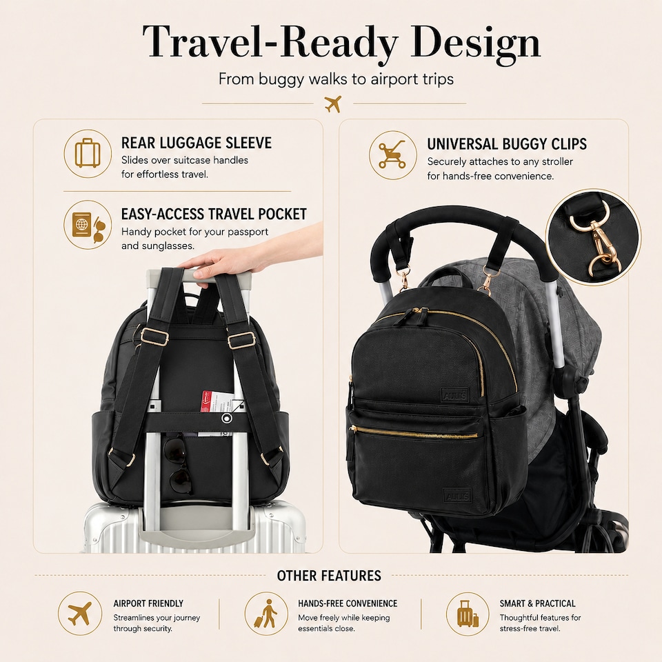 image 1 of Allis Lux Baby Changing Backpack - Black