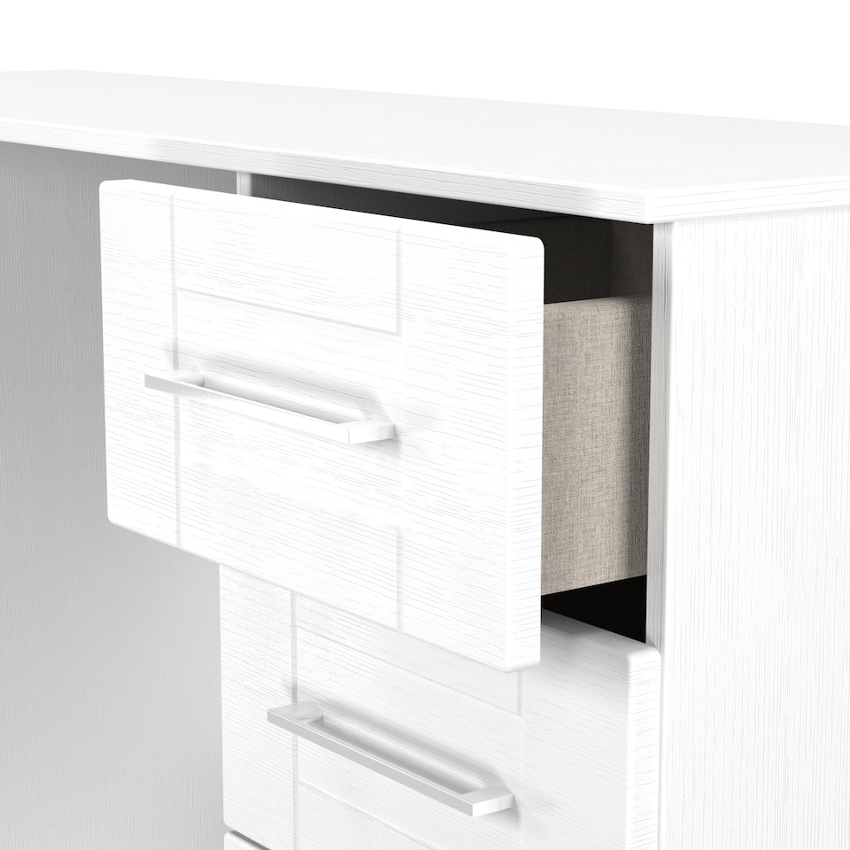 image 1 of Ripon 6 Drawer Kneehole Desk in White Ash (Ready Assembled) | White | White Ash