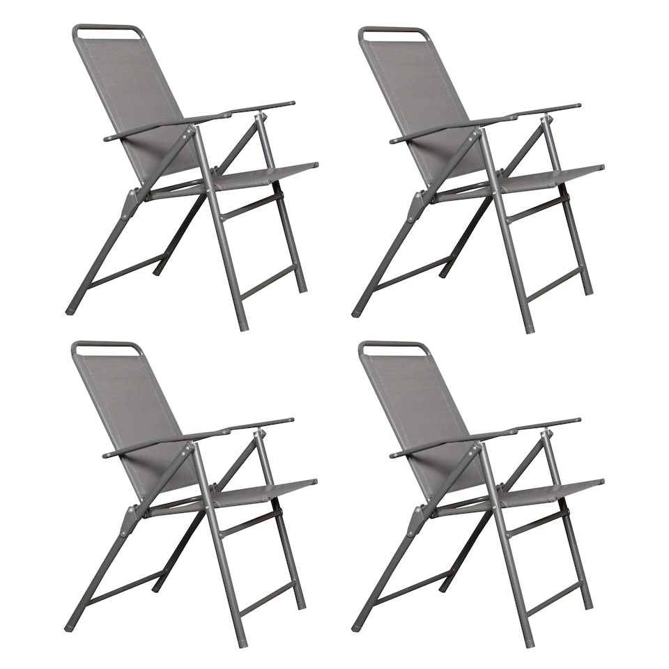 image 1 of Set of 4 Outdoor Multi-Position Textoline Garden Chairs in Grey