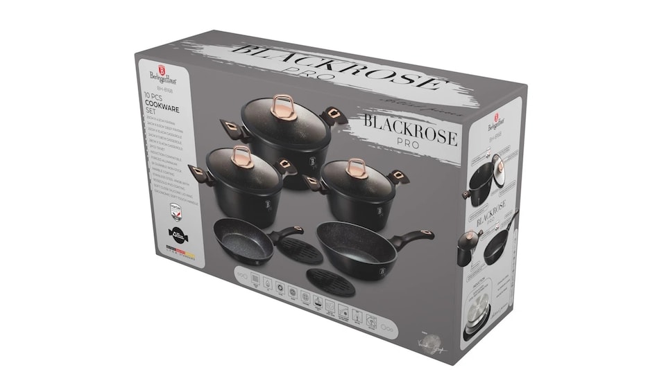 image 1 of Berlinger Haus 10 Pc Aluminium Non Stick Induction Pots & Pans Cookware Set | Black | Black Rose | 10