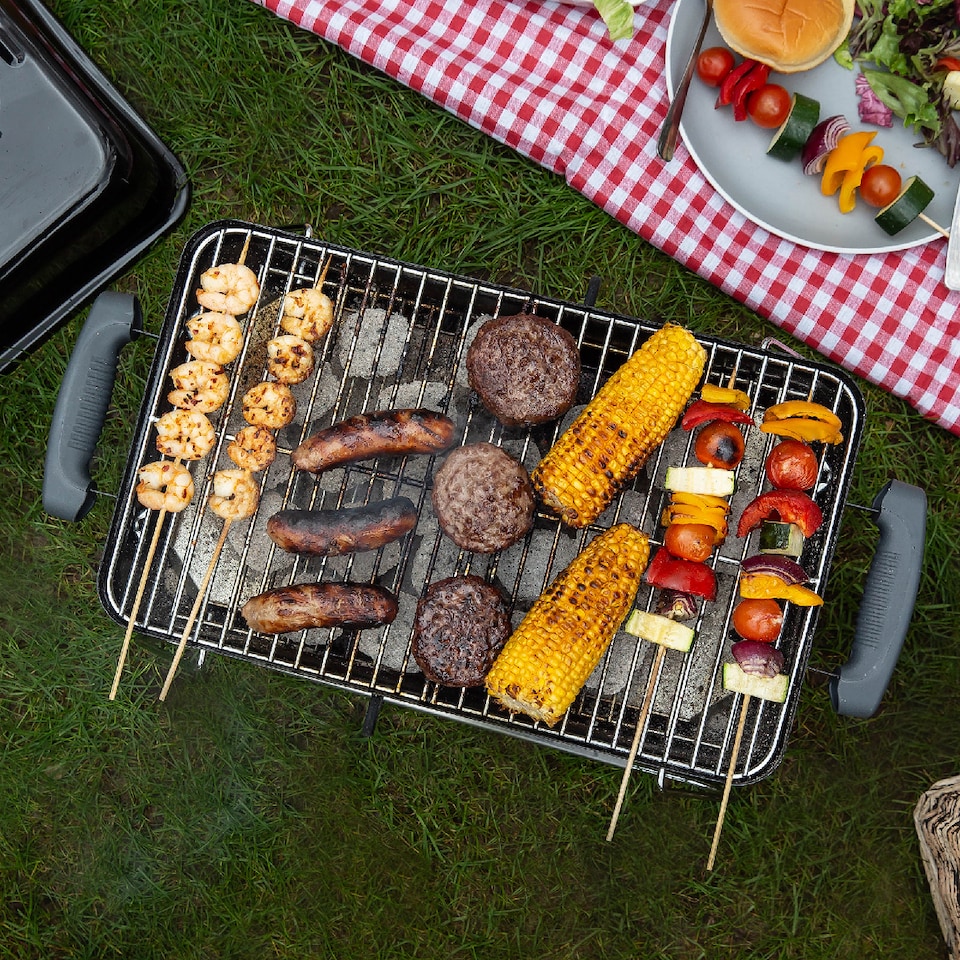 image 1 of George Foreman GFPTBBQ1004B On The Go Portable Charcoal BBQ in Black