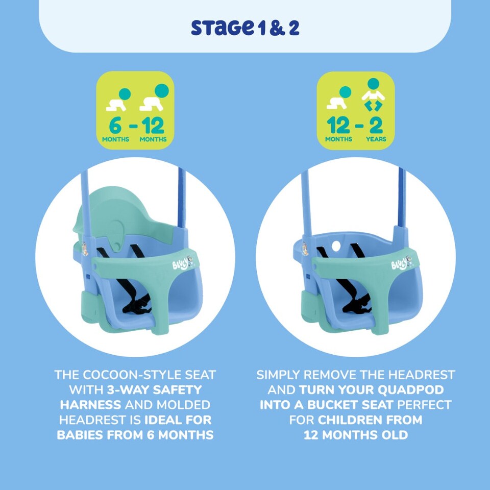 image 1 of TP Forest Wooden Single Swing with Bluey Quadpod - FSC® certified