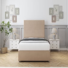 Sloomy Manhattan Pebble Plush Divan Bed With Mattress 2 Drawers Footend With 54" Floor Standing Headboard 6' Super King | Brown | Pebble | Super King | 1