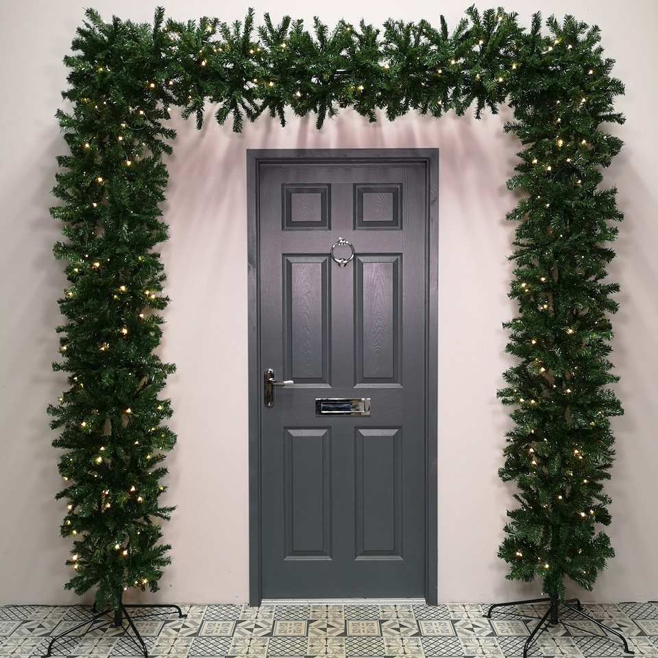 image 1 of 8ft (2.4m) Tall Prelit Premier Indoor / Outdoor Christmas Tree Arch in Green