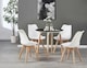 image 2 of 5PCs Dining Set - a Black Round Dining Table & Set of 4 White Lorenzo Tulip chairs with Padded Seat | White
