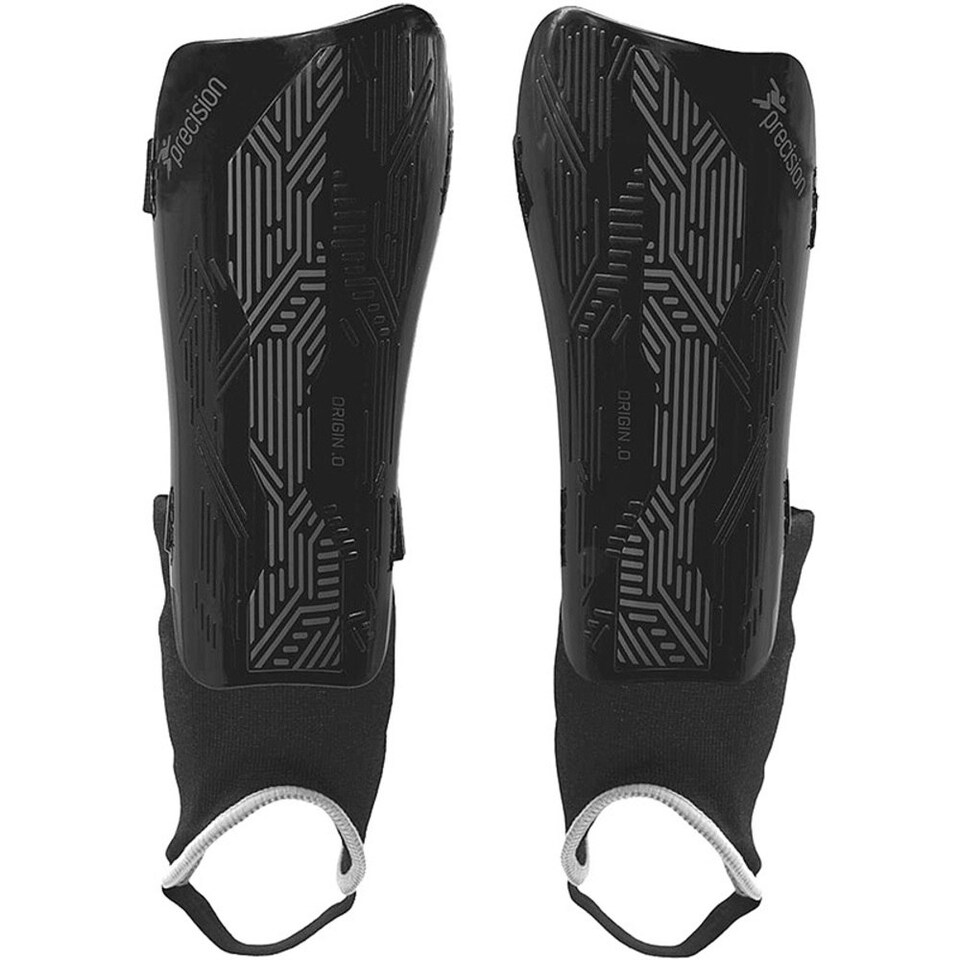 image 1 of Precision Unisex Adult Origin.0 Shin Guards - Black/Black - L