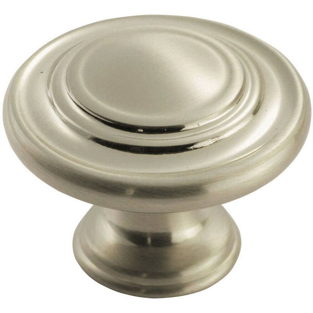 Loops Round Ringed Pattern Door Knob 32mm Diameter Satin Nickel Cabinet Handle in Metallics