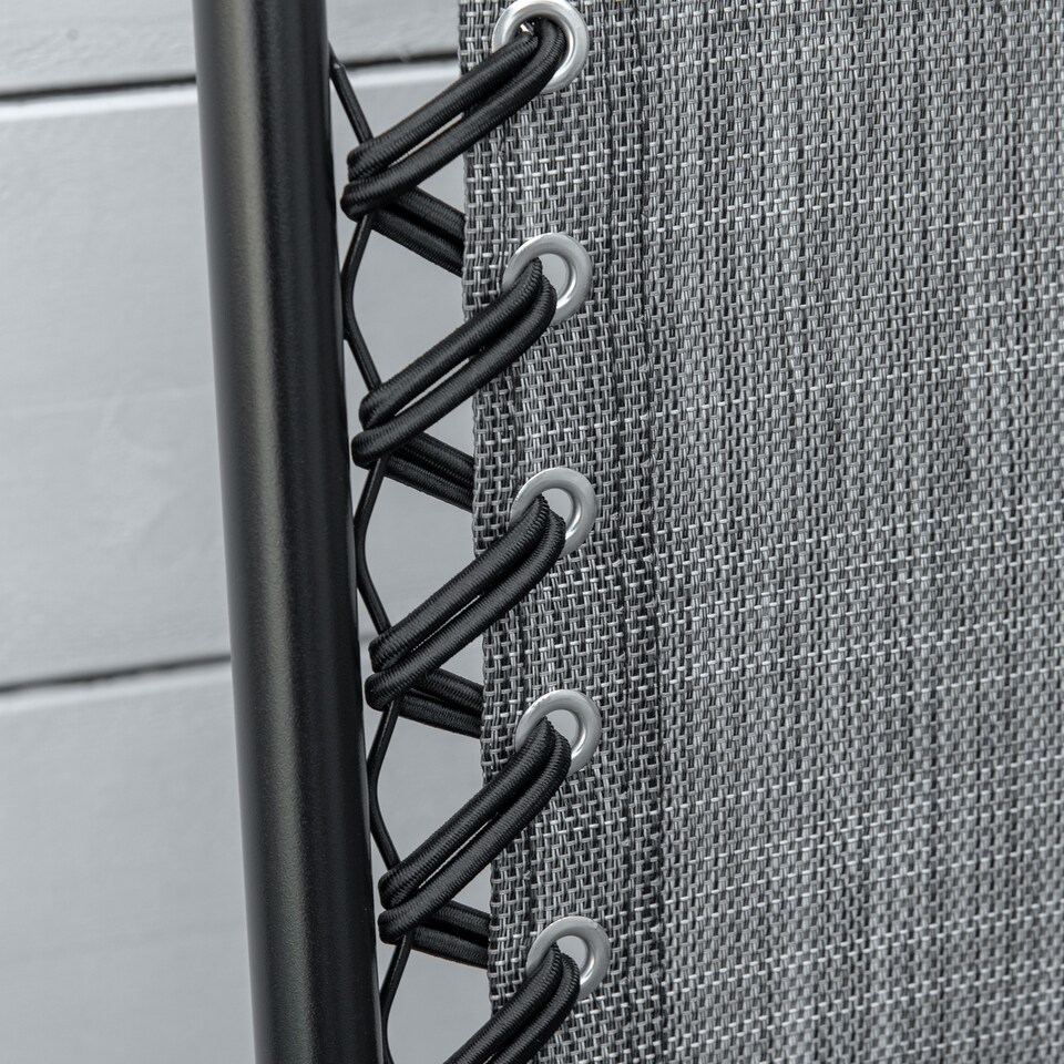 image 1 of Outsunny Set of 2 Patio Folding Chair Set, Garden Portable Outdoor Chairs with Armrest and Breathable Mesh Fabric Seat and Backrest, for Camping, Beach, Deck, Lawn, Grey