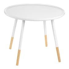 Interiors by Premier Contemporary White And Natural Round Side Table, Durable And Sturdy Wooden Side Table, Round Top Table