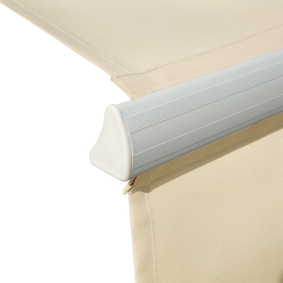 image 1 of Outsunny 3.5x2.5m Manual Awning Window Door Sun Weather Shade w Handle Beige | White | 1