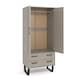 image 6 of Texas Industrial-Style Wardrobe with Drawers and Hanging Space, Antique Wax Finish | Grey | Grey | One Size | 1