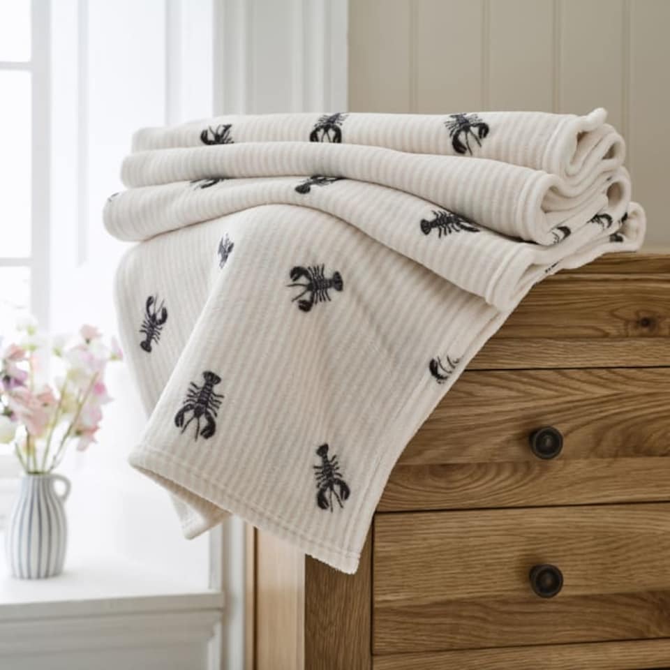 image 1 of Rock Lobster Soft Coral Fleece Printed Throw