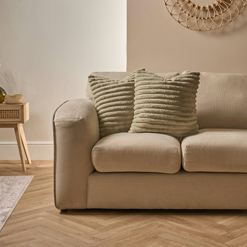 image 1 of OHS 2 x Faux Fur Matte Velvet Fleece Thick Ribbed Cushion Covers, 45x45cm - Sage Green Green | Sage Green
