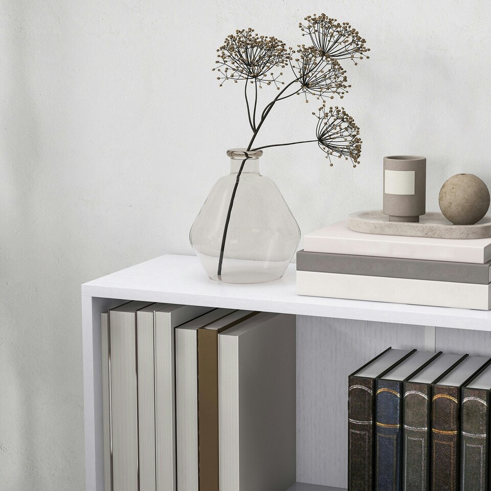 image 1 of HOMCOM Bookshelf Display Storage Shelf with 2 Compartments White