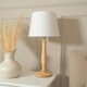 image 3 of ValueLights Victoria Light Wood Traditional Table Lamp with White Fabric Tapered Shade and LED Bulb