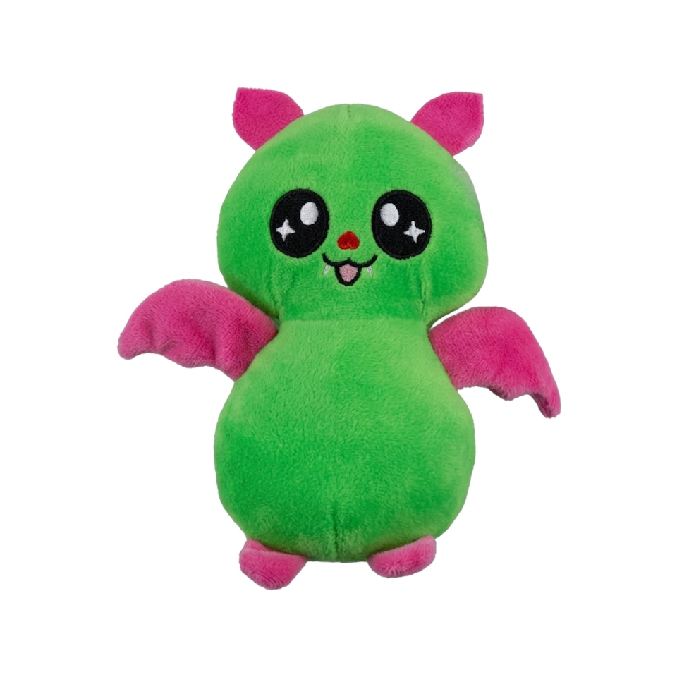 image 1 of Green & Pink Halloween Bat Plush Soft Toy 15cm