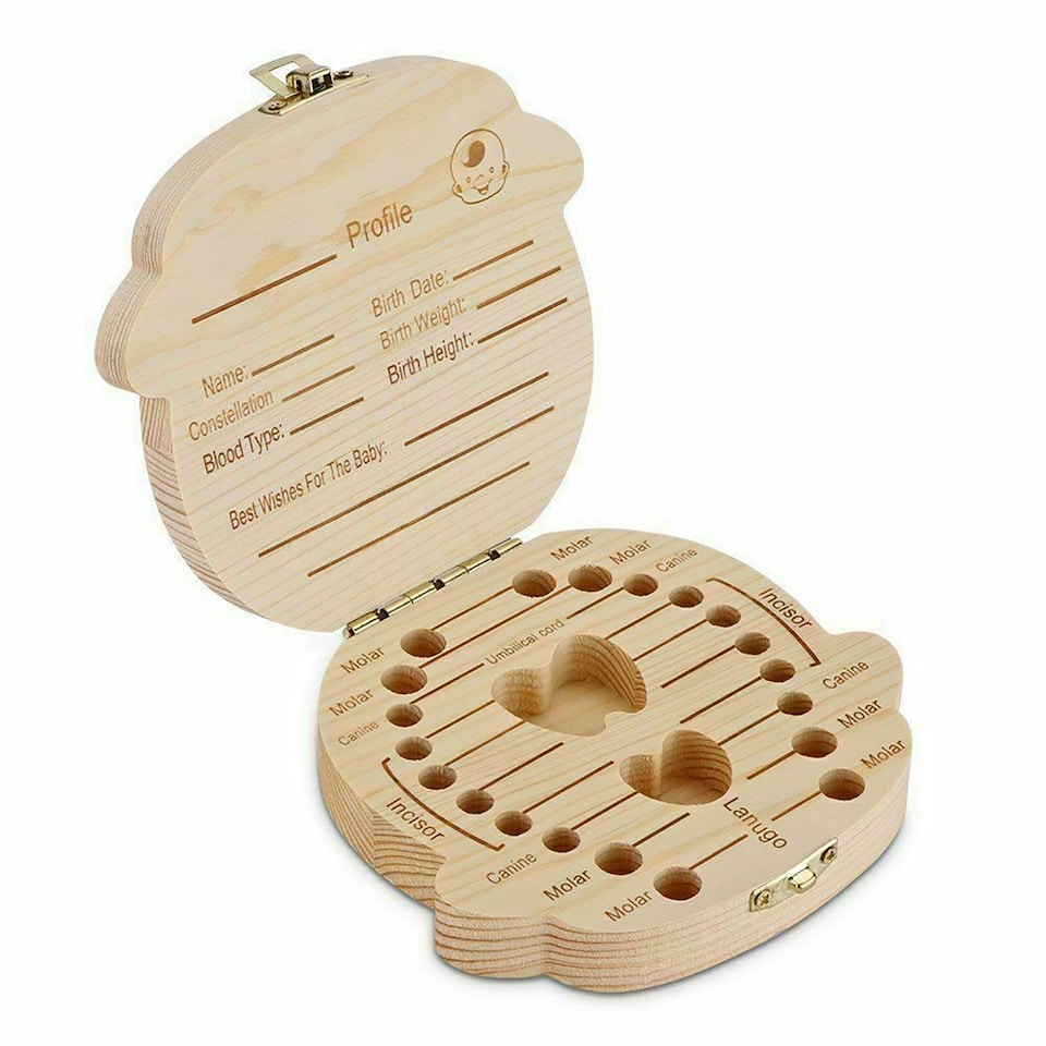 image 1 of Boys Storage Small Kids Child New Baby Tooth Keepsake Wooden Box Save Teeth Gift