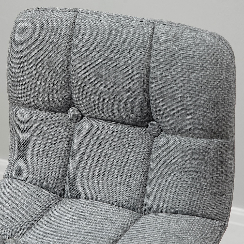 image 1 of HOMCOM Breakfast Bar Stool Set of 2 Armless Button-Tufted Counter Height Bar Chairs with Wood Legs & Footrest, Grey