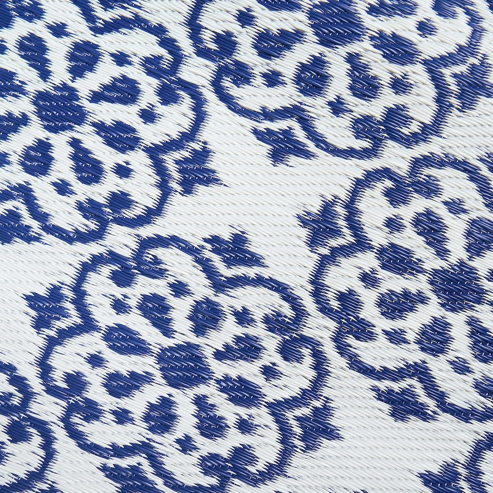 image 1 of OHS Blue Tiles Large Outdoor Garden Patio Waterproof Floor Mat Rug Blue | Blue and White | 170cm Diameter